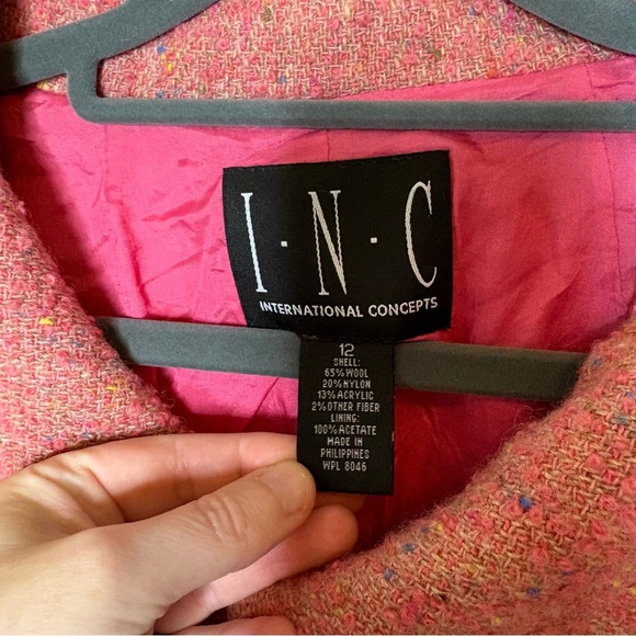 INC Pink Wool Blend Coat 3/4 Sleeves Size 12 - Picture 3 of 7